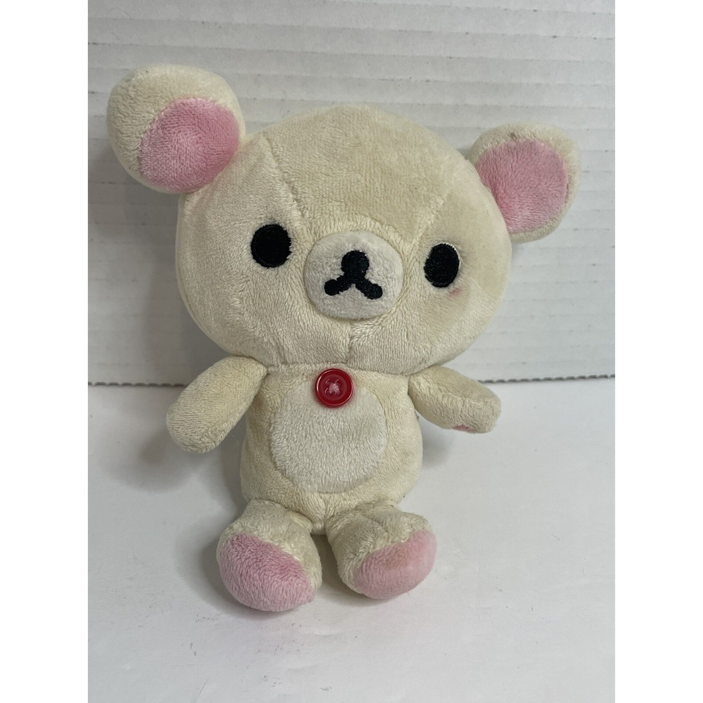 Rilak Kuma Plush Cream Bear San-x Character Soft Stuffed Toy Button 5.5"